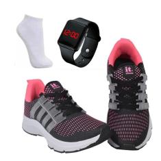 Kit Tênis Academia Feminino + Relógio Digital LED + Meia