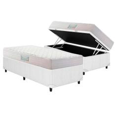 Cama Box Baú Solteiro: Colchão Anatômico Herval D28 / AG65 Droom Double Face + Base CRC Courano White(88x188)