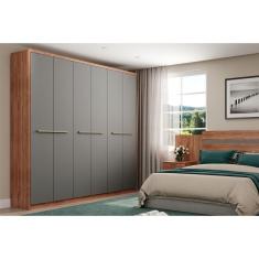 Guarda Roupa Casal 6 Portas e 3 Gavetas Belmont 1154 Freijo/Cinza - Carraro
