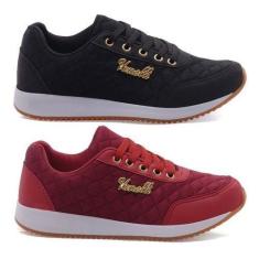 Tênis Feminino Academia Leve Bonito Confortável  2 Pares - Vanelli, 35