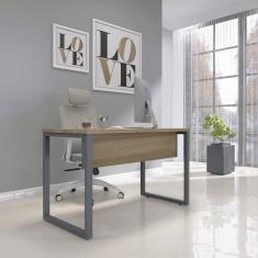 Mesa para Escritório Industrial 90cm Pe25 Naturalle/Grafito