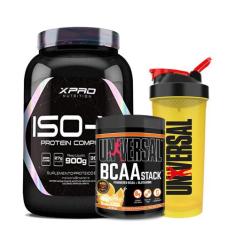 Kit Whey Protein Iso-X 900g - XPRO Nutrition + BCAA Stack 250g + Coque