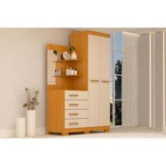 Guarda Roupa 2 Portas e 4 Gavetas c/ 1 Espelho Melissa Nature/Off Whit