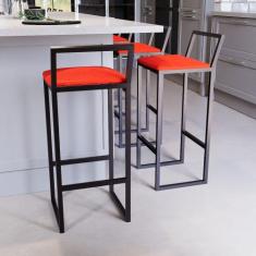 Jogo 3 Banqueta Alta Balcão Bistrô Preta Confort Industrial Assento Es