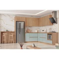 Cozinha Modulada Completa Rainha 21 Peças 6aéreos+6balcões+1ilha+8peças C6p75 Nature Verde