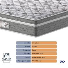 Cama Box Baú Bege e Colchão Evolution Molas Ensacadas Casal Probel