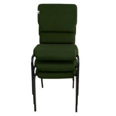 03 Cadeiras Empilhável para Igrejas Evangélicas Linha Church Verde