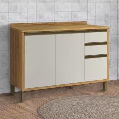 Balcão de Cozinha 120cm 2 Portas e 3 Gavetas com Tampo 100% Mdf Barbados Espresso Móveis