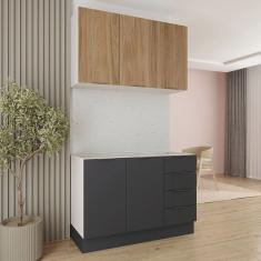 Cozinha Modulada 2 Peças sem Tampo com Rodapé 1 Aéreo e 1 Balcão Ipanema Cabecasa