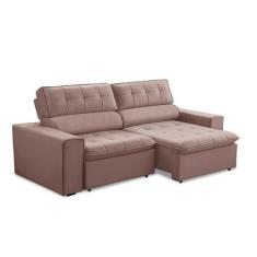 Sofá 3 Lugares Retrátil e Reclinável Atenas Veludo Rosê - Ferguile