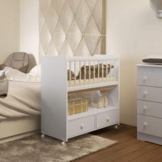 Mini Berço 2 Gavetas sem Colchão Moisés Completa Móveis Branco