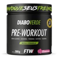 FTW Pré-Treino Diabo Verde em Pó com Cafeína, Aminoácidos Beta‑Alanina e Arginina para Treinos e Atividades Físicas - Pote 300 g (Sabor: Algodão Doce)