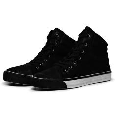 Tênis Casual Cano Alto Couro Preto