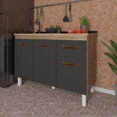 Balcão Armário Gabinete Para Pia de Cozinha 118 cm Aline 3 Portas e 1 