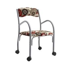 Cadeira com Rodízios Stella Bona Vita Móveis Cinza/Bege/Vermelho