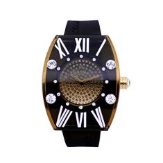 Gallucci Relógio de pulso feminino de quartzo moderno com estojo em forma de barril, mostra cristal na capa e pulseira de plástico colorida, Preto, Minimalista, casual