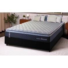 Conjunto Cama Box Casal Dakota Preto 138x188x57 Espuma D33