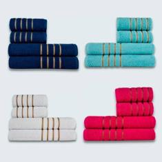 Jogo De Toalhas 16 Pç Coleção Dubai 100% Algodão Az+vd+br+rs