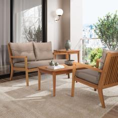 Sofá 2 Lugares Riade Acquablock Stain Jatobá/Cinza