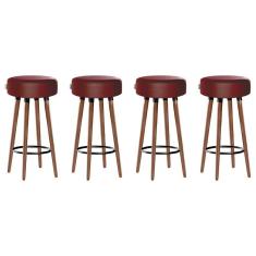 Kit 4 Banquetas Alta Pés Palito Roma Romã 70cm