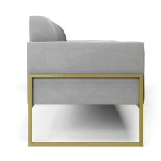 Sofá Namoradeira Base Industrial Alta Dourado Marisa Suede D03 - D\`rossi Cor Cinza