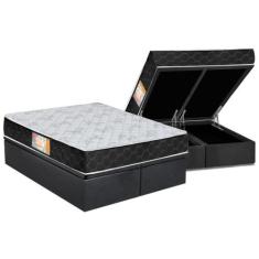 Cama Box Baú Queen: Colchão Espuma Castor D23 Sleep Max Duplo + Base C