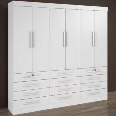 Guarda Roupa Casal Monaco 6 Portas 12 Gavetas - D'doro , Branco