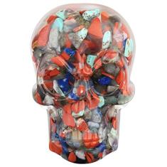 Amogeeli 4 puxadores de latão de resina de cristal de caveira com parafusos, puxadores decorativos para gaveta de armário