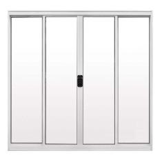 Janela de Alumínio Branco Vitro de Correr 4 Folhas Sem Grade Hale Esqu