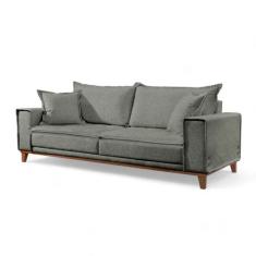 Sofá Fixo Aquiles 2 Lugares Luxo 1,60m Castellar Móbile, Linho Cinza