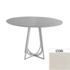 Mesa de Jantar MH-5299 Herval Redonda 110 cm Madeira Laca Fosca Off White Base Off White