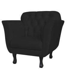 Poltrona Decorativa Helena Pés Luís XV Suede Preto - DS Estofados - Es