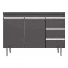 Balcão Gabinete De Pia Sem Tampo 100cm 2 Portas 3 Gavetas Andréia - Ajl Móveis Cor Cinza