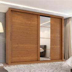 Guarda Roupas Casal Com Espelho 2 Portas De Correr 6 Gavetas Imperador Zanzini Madeirado