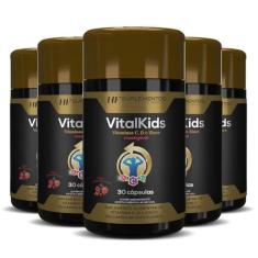 5X Vitalkids Vitamina C D Zinco 30Caps Mastigavel Hf - Hf Suplementos