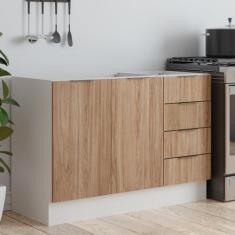 Balcão Pia 120cm sem Tampo com Rodapé Puxador 150mm Ipanema CabeCasa M