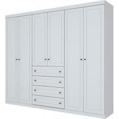 Guarda Roupa Casal 6 Portas 4 Gavetas Americano Branco - Henn