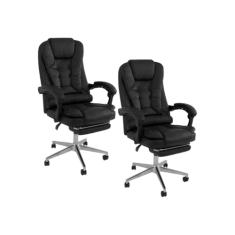 Kit 2 Cadeiras Presidente Ergonômica Apoio Para Pés -