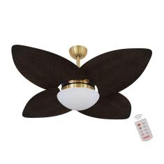 Ventilador De Teto Kovalski Dourado 4 Pás Palmae Tabaco 220V