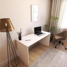 Escrivaninha Mesa Escritório 180cmx60cm 180cm Branca - Bramov Móveis