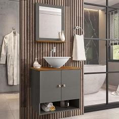 Gabinete Banheiro Deli Cuba Lume Bco Torneira Val Click Inox Titanium/nature