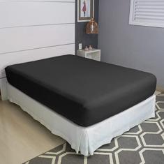 Lençol Avulso Com Elástico Solteiro Liso Malha 100% Algodão (Black)
