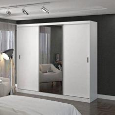 Guarda Roupa Casal com Espelho 3 Portas de Correr 4 Gavetas 1902e1 Foscarini Branco