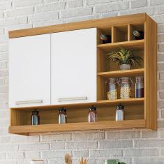 Armário de Cozinha Aéreo 2 Portas Nicho Adega Burguesa Premium Amadeirado Freijó/Branco