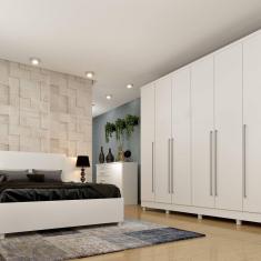 Guarda Roupa Casal com pés 6 Portas 8 Gavetas 270cm Sevilla