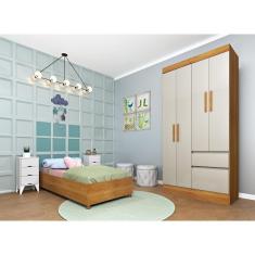 Guarda Roupa Infantil 4 Portas Oregon Cinamomo/Off White