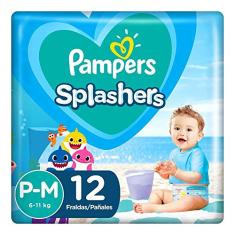 Pampers Fraldas Para Água Splashers Baby Shark P-M 12 Unidades