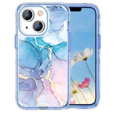 Changjia Capa com estampa de mármore para iPhone 15 Plus, capa de telefone 3 em 1 3 em 1 à prova de choque de policarbonato rígido + silicone TPU macio com proteção contra quedas femininas e meninas