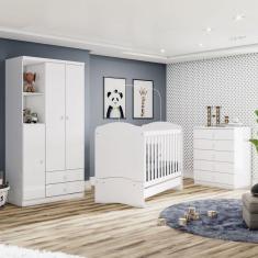 Quarto de Bebê Completo Bala de Menta 3 Portas 7 Gavetas Branco - Henn