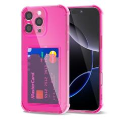 Svanove Capa carteira transparente para iPhone 16 Pro Max, porta-cartões com compartimento para cartão de crédito, fina e transparente, borracha macia, protetora, à prova de choque, airbag bumper para